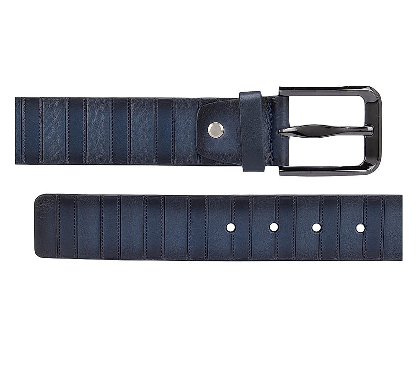 Blue Striped Casual Men's Belt